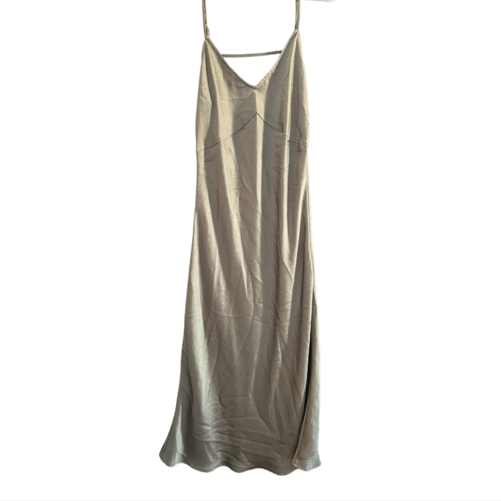 Intimately Free People Taupe Bronze Maxi Slip Dress Womens Small Open Back Dress